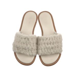 Gabriela Hearst Cream Fuzzy Slippers
